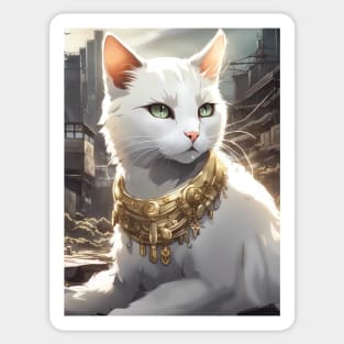 Majestic cat wearing gold Sticker